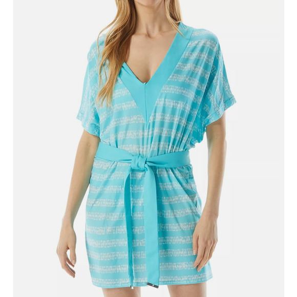 Michael Kors Kytoto Tie Dye Stripe V-Neck Tunic Swim Cover-Up Medium / Large NWT - Picture 1 of 6